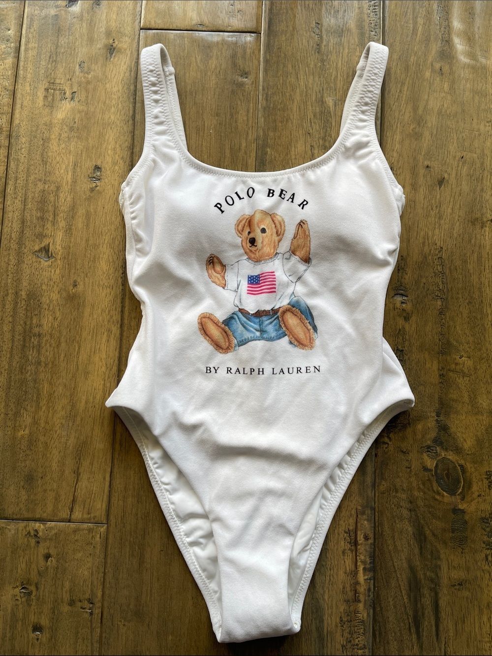 NEW Polo Ralph Lauren Polo Bear One Piece Swimsuit White - Picture 5 of 9